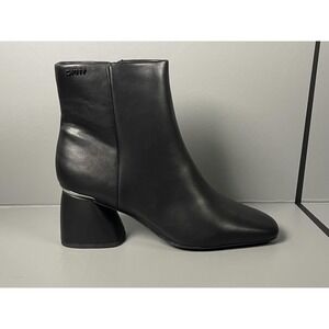 DKNY Boots Womens Size 10 Black Caleena Heeled Boot Ankle Block Heel Leather